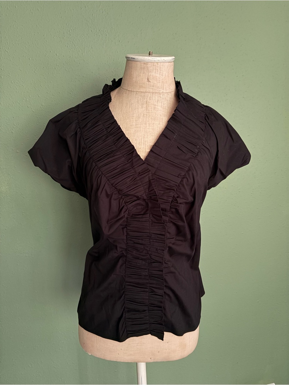 Prada Noir Ruffled Blouse